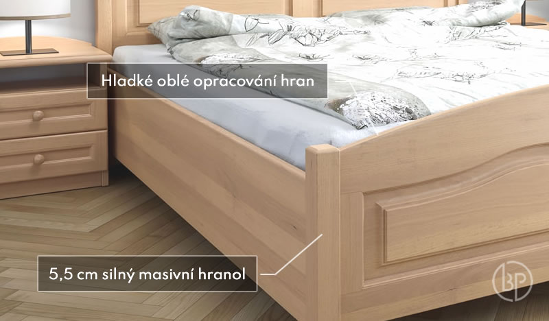 Detail opracovania úložnej postele Vanesa